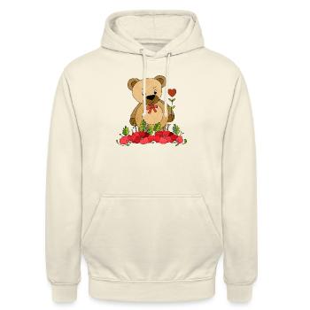 Teddybär - Unisex Hoodie - Vanille-Milchshake - Vorne - Alina (178cm) & Michal (187cm)