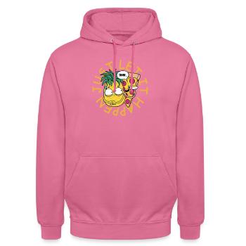SHHH....Just Let It Happen - Pizza Ananas Witzig - Unisex Hoodie - Pink - Vorne - Alina (178cm) & Michal (187cm)
