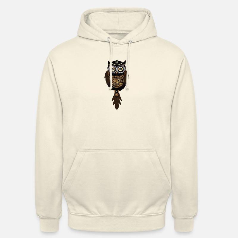 Steampunk Eule mit Maschinenuhr - Unisex Hoodie - Vanille-Milchshake