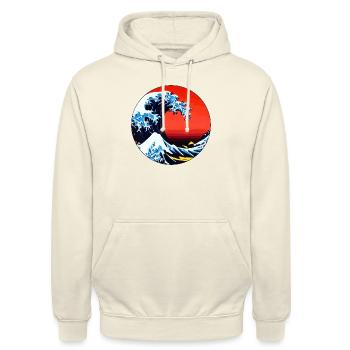 The Great Wave - AI Art inspired by Hokusai - Unisex Hoodie - vanilla - Front - Alina (178cm) & Michal (187cm)