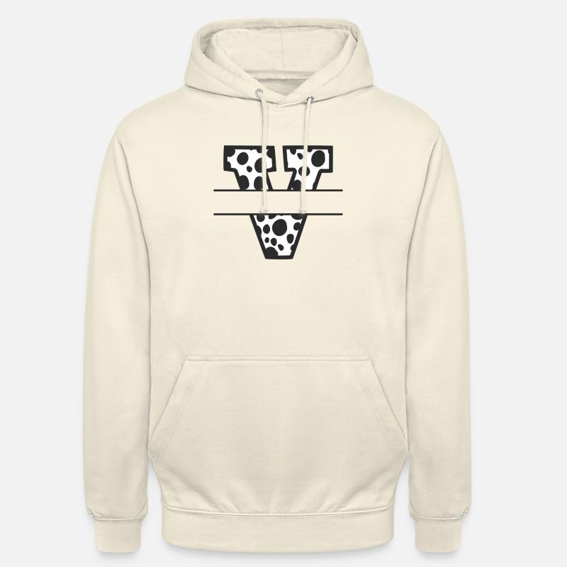Letter V benutzerdefiniertes Kuhmuster - Unisex Hoodie - Vanille-Milchshake