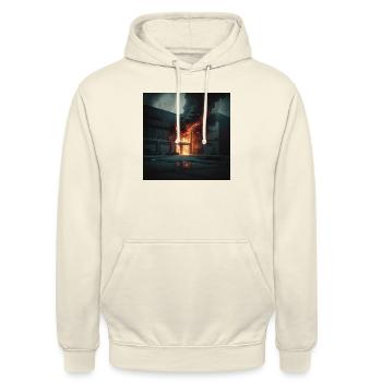 Großbrand im Lager.... - Unisex Hoodie - Vanille-Milchshake - Vorne - Alina (178cm) & Michal (187cm)