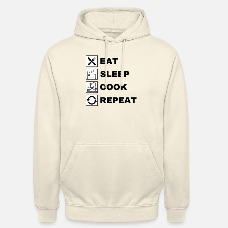 Manger dormir Cuisiner Répéter - Sweat-shirt à capuche unisexe - vanille