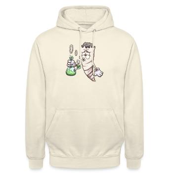 Funny Cartoon Joint With Bong - Unisex Hoodie - vanilla - Front - Alina (178cm) & Michal (187cm)