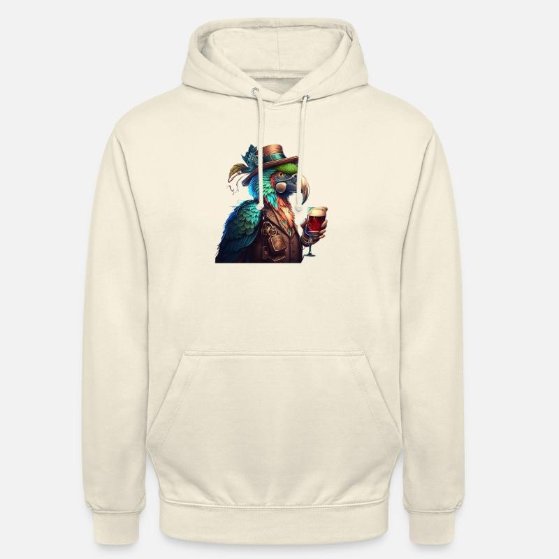 Cooler Papagei mitHut und Bier - Unisex Hoodie - Vanille-Milchshake