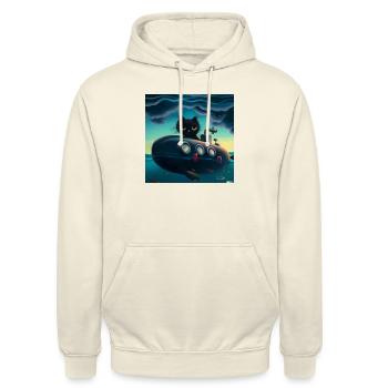 a cat submarine - Unisex Hoodie - vanilla - Front - Alina (178cm) & Michal (187cm)