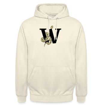 Buchstabe w Schlange - Unisex Hoodie - Vanille-Milchshake - Vorne - Alina (178cm) & Michal (187cm)