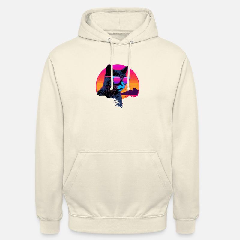 Cat Synthwave - Sweat-shirt à capuche unisexe - vanille