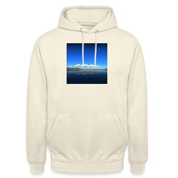 Reflection of clouds on the lake with half moon - Unisex Hoodie - vanilla - Front - Alina (178cm) & Michal (187cm)