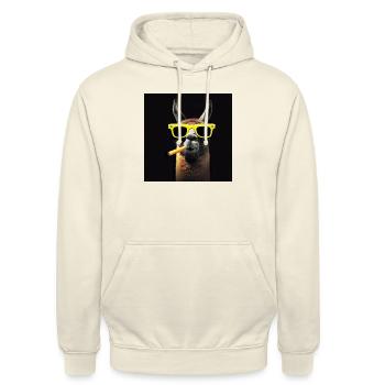 Cooles Lama mit Sonnenbrille - Unisex Hoodie - Vanille-Milchshake - Vorne - Alina (178cm) & Michal (187cm)