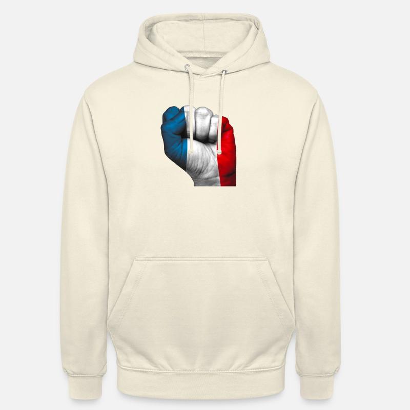 Drapeau français peint sur un poing fermé. - Sweat-shirt à capuche unisexe - vanille