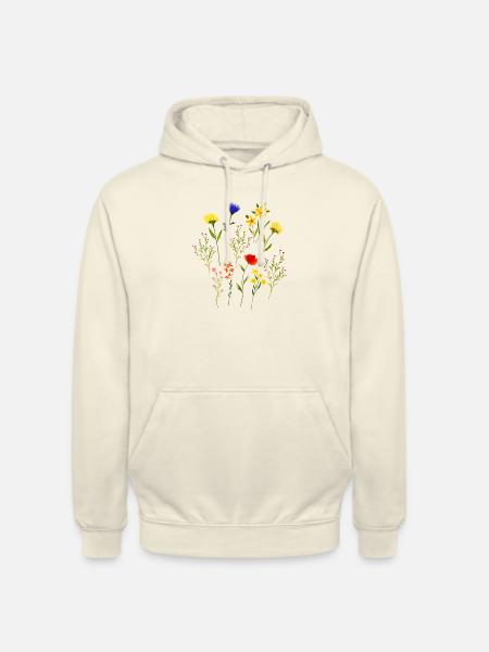 Watercolour loose wildflowers flower meadow - Unisex Hoodie - vanilla