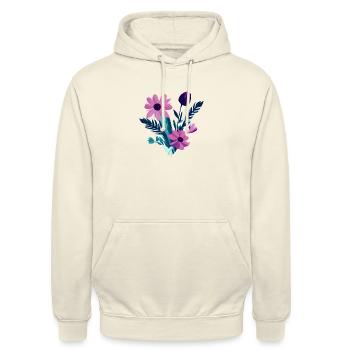 Bouquet de fleurs Plantes Violettes - Sweat-shirt à capuche unisexe - vanille - Devant - Alina (178cm) & Michal (187cm)