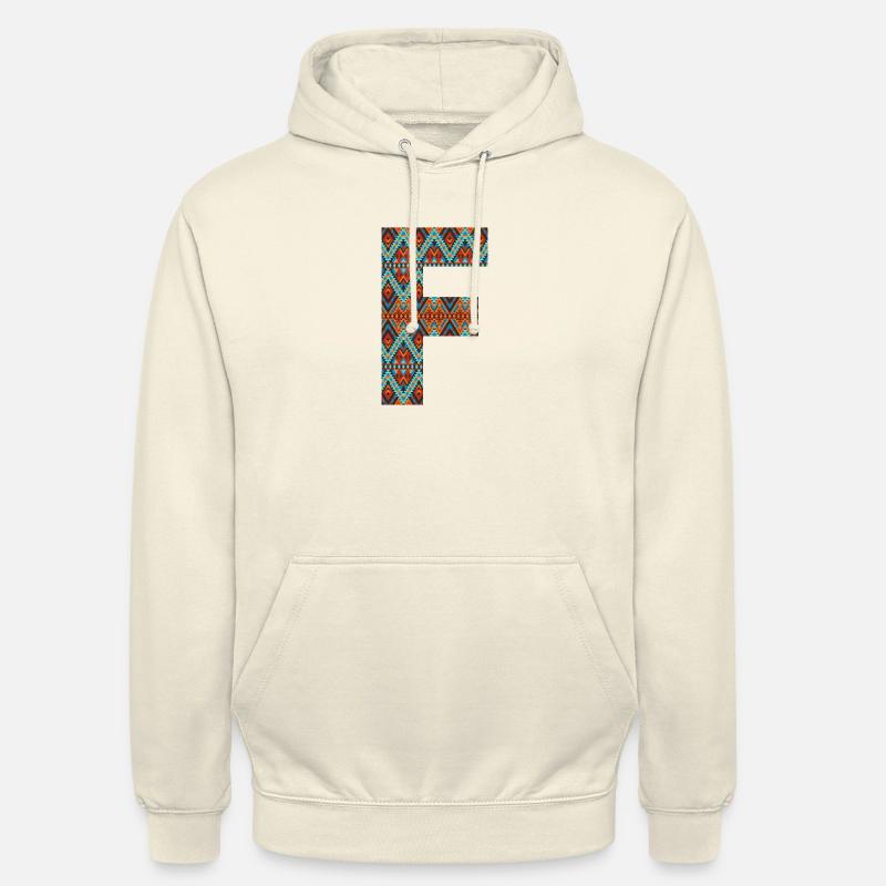 Buchstabe F - Boho-Design, buntes Monogramm - Unisex Hoodie - Vanille-Milchshake