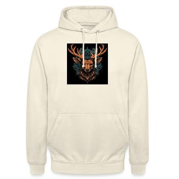 Hirschkopf 6 - Unisex Hoodie - Vanille-Milchshake - Vorne - Alina (178cm) & Michal (187cm)