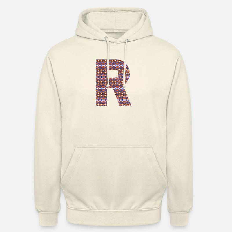Monogram Letter R- geometric pattern - Unisex Hoodie - vanilla