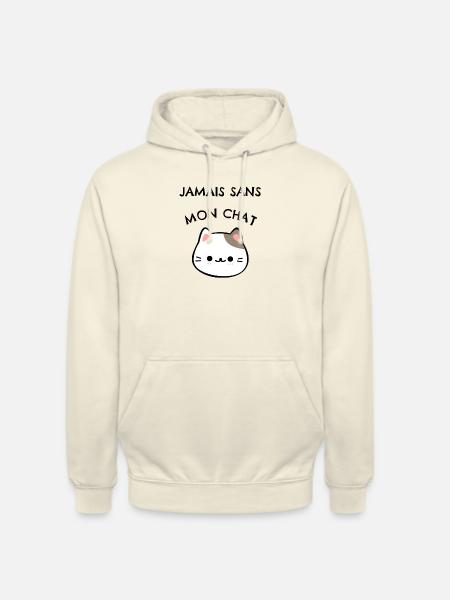 jamais sans mon chat - Sweat-shirt à capuche unisexe - vanille