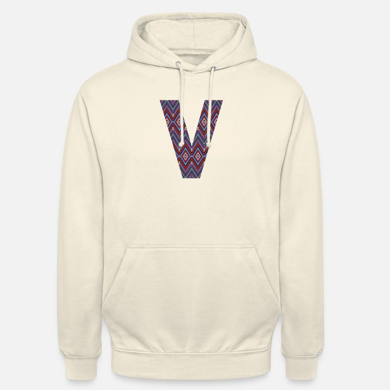 Monogram Letter V- geometric pattern - Unisex Hoodie - vanilla