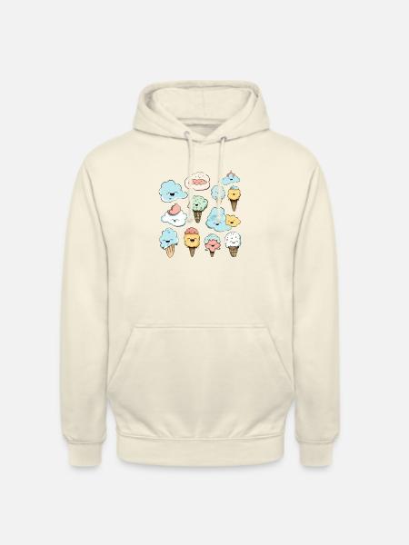 Kawaii-Eis und Waffeln - Unisex Hoodie - Vanille-Milchshake