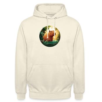 Bathing Capybara - Unisex Hoodie - vanilla - Front - Alina (178cm) & Michal (187cm)