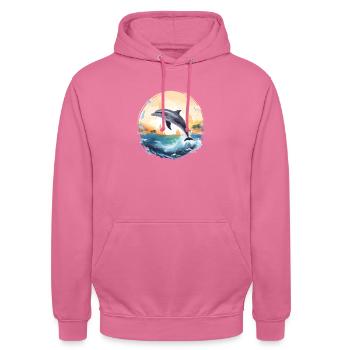 Delphin-Sprung - Unisex Hoodie - Pink - Vorne - Alina (178cm) & Michal (187cm)