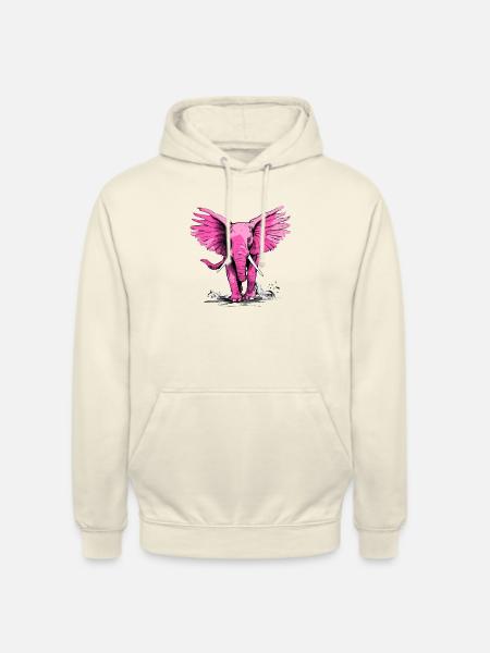 Lolo l'éléphant rose - Sweat-shirt à capuche unisexe - vanille