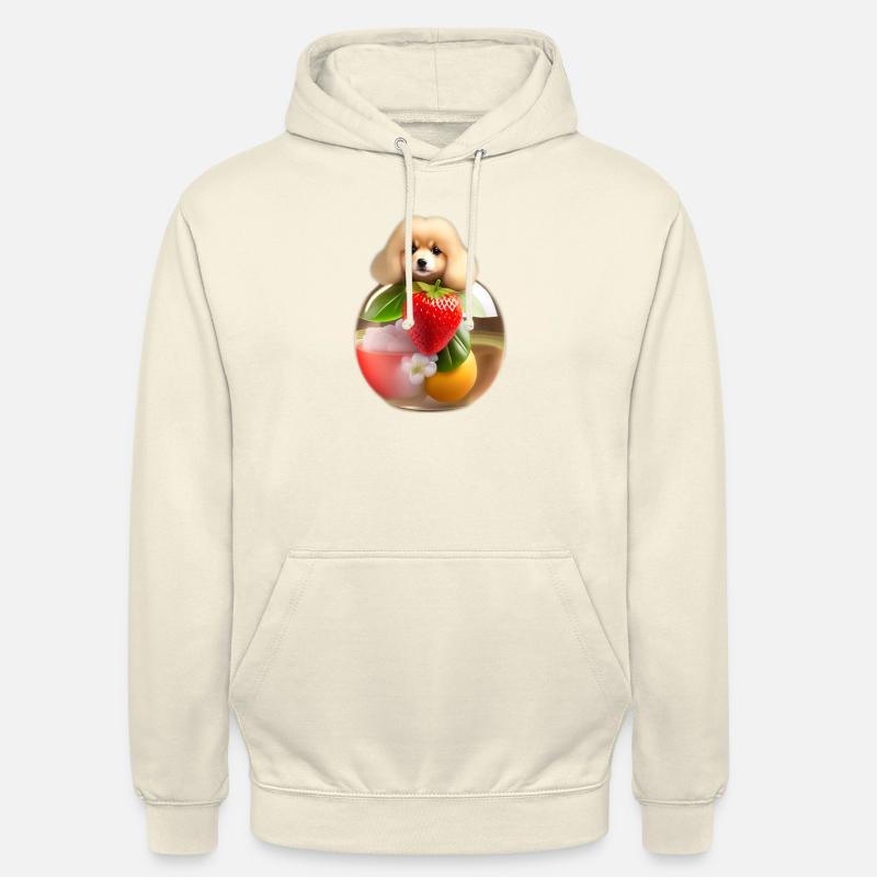 Süßer Hund mit einer Erdbeere - Unisex Hoodie - Vanille-Milchshake