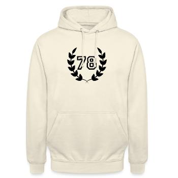 78e anniversaire-idée cadeau 78 ans - Sweat-shirt à capuche unisexe - vanille - Devant - Alina (178cm) & Michal (187cm)
