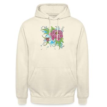Pfingstrose 1 - Unisex Hoodie - Vanille-Milchshake - Vorne - Alina (178cm) & Michal (187cm)