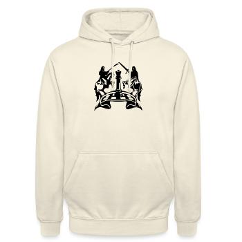 Combat échiquéen - Sweat-shirt à capuche unisexe - vanille - Devant - Alina (178cm) & Michal (187cm)