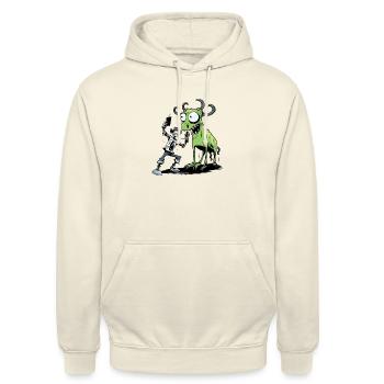 Selfie Alien - Unisex Hoodie - Vanille-Milchshake - Vorne - Alina (178cm) & Michal (187cm)