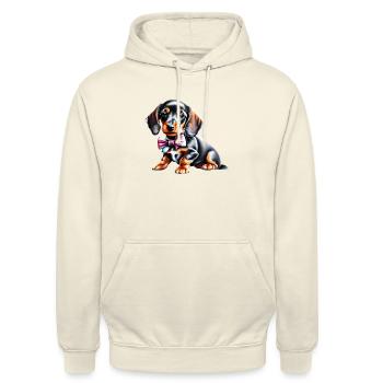 Dachshund Hund Hundehalter Hunde Dackelwelpe - Unisex Hoodie - Vanille-Milchshake - Vorne - Alina (178cm) & Michal (187cm)