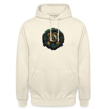 Steampunk Bitcoin - Unisex Hoodie - Vanille-Milchshake - Vorne - Alina (178cm) & Michal (187cm)