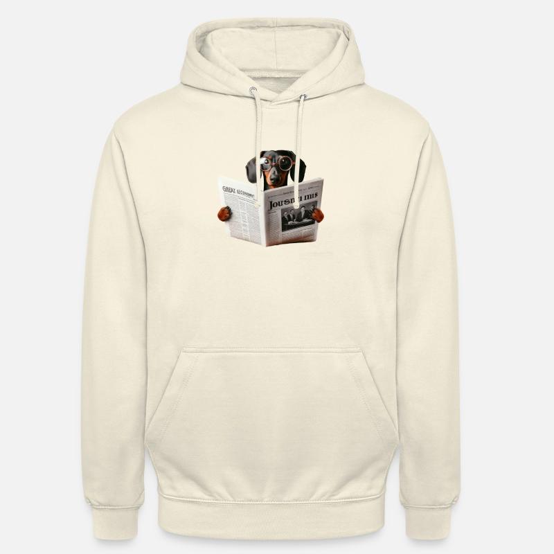 Dackel mit Zeitung - Unisex Hoodie - Vanille-Milchshake