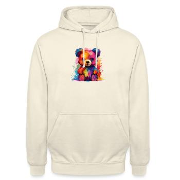 der bunte Teddy - Unisex Hoodie - Vanille-Milchshake - Vorne - Alina (178cm) & Michal (187cm)