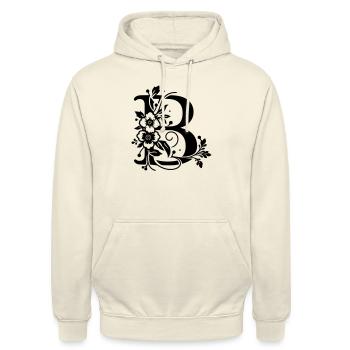 Buchstabe B Floral - Unisex Hoodie - Vanille-Milchshake - Vorne - Alina (178cm) & Michal (187cm)