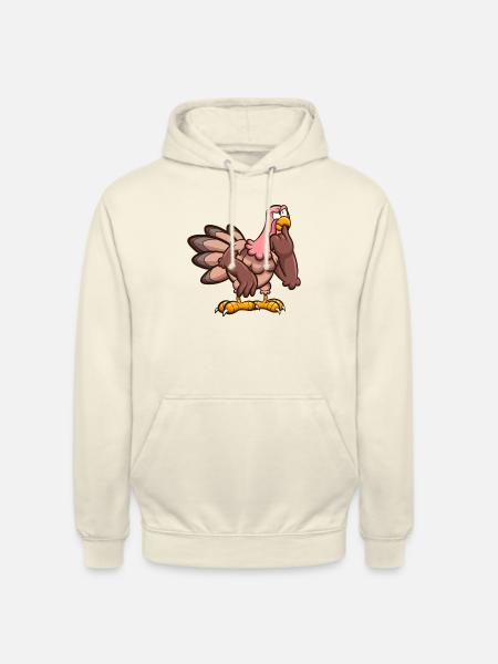 Thinking Cartoon Turkey - Unisex Hoodie - vanilla