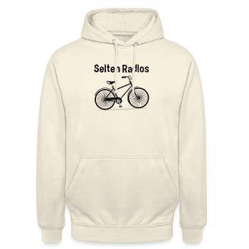 Fahrrad mit Spruch - Selten Radlos - Unisex Hoodie - Vanille-Milchshake - Vorne - Alina (178cm) & Michal (187cm)