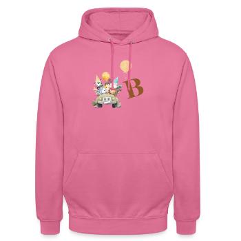lettre b safari - Sweat-shirt à capuche unisexe - rose - Devant - Alina (178cm) & Michal (187cm)