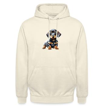 Dachshund Hund Hundehalter Dackelwelpe Hunde - Unisex Hoodie - Vanille-Milchshake - Vorne - Alina (178cm) & Michal (187cm)