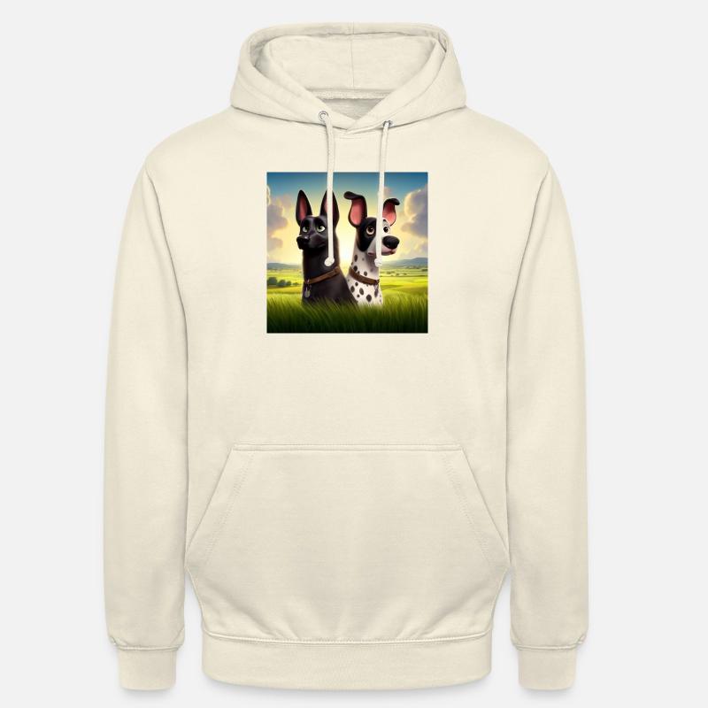 Deux chiens, chien, chiens - Sweat-shirt à capuche unisexe - vanille