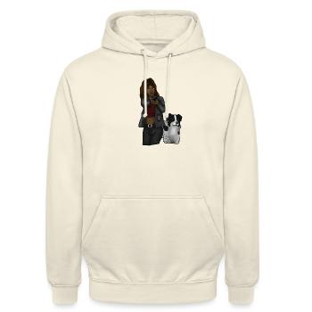 Girl With a gun and a dog - Unisex Hoodie - vanilla - Front - Alina (178cm) & Michal (187cm)