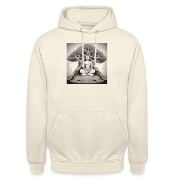 Buddha - Unisex Hoodie - Vanille-Milchshake - Vorne - Alina (178cm) & Michal (187cm)