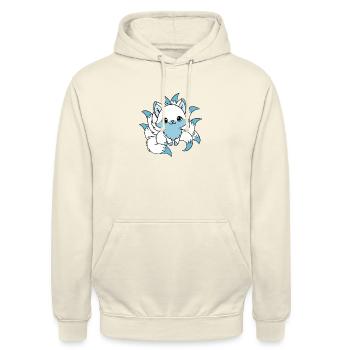 weißer und blauer Neunschwänziger Fuchs - Unisex Hoodie - Vanille-Milchshake - Vorne - Alina (178cm) & Michal (187cm)