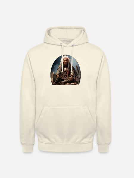 Indianerhäuptling mit Federschmuck - Unisex Hoodie - Vanille-Milchshake