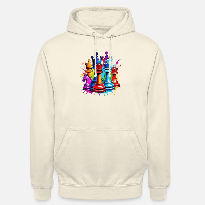 Échecs / Pièces / Stratégie / Casse-tête / Nerd - Sweat-shirt à capuche unisexe - vanille