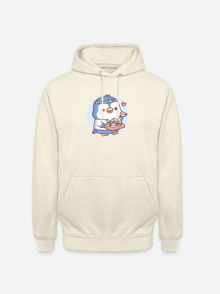 Cute Blue Penguin Sushi Chef - Unisex Hoodie - vanilla