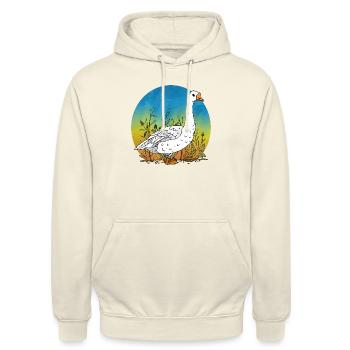 Gans - Unisex Hoodie - Vanille-Milchshake - Vorne - Alina (178cm) & Michal (187cm)