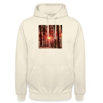 Abendrot im Hochwald - Unisex Hoodie - Vanille-Milchshake - Vorne - Alina (178cm) & Michal (187cm)