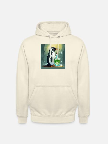 pingouin avec une bouteille de - Sweat-shirt à capuche unisexe - vanille